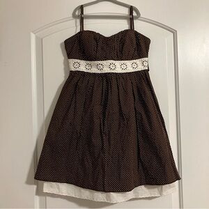 Speechless Brown & White Polka Dot Spaghetti Strap Mini Dress Juniors Sz 9
